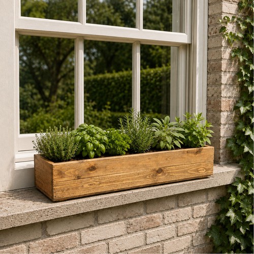 Wooden window box planter - wooden,