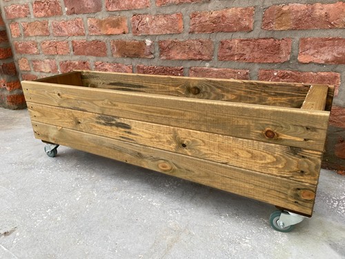 Rectangle planter wheels - planter, on