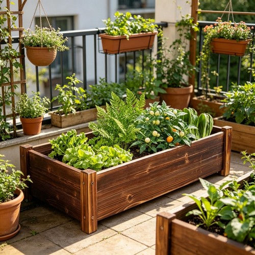 Wooden planters garden pot - planters,