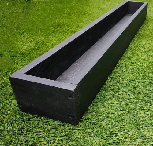 Black wooden long herb - herb, planter