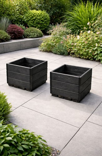 Square wooden planters set - planters, of