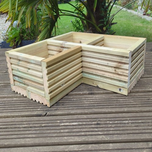 Corner wooden decking planter - wooden,