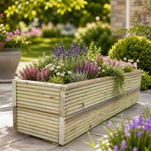 Large wooden timber decking - wooden,