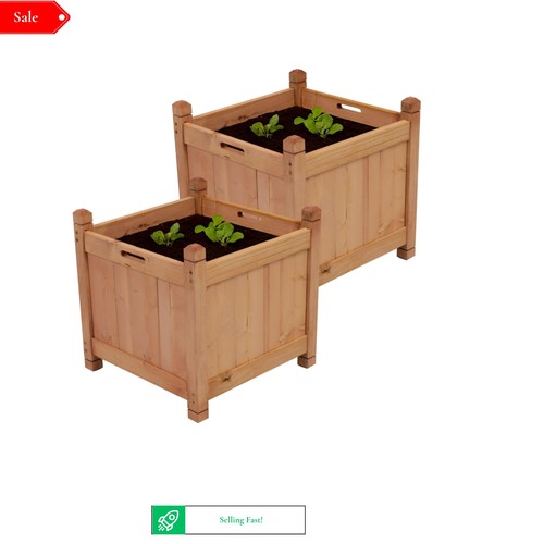 Square wooden garden planter - square,