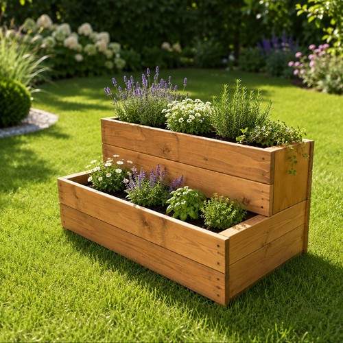 Tier wooden planter raised - wooden,