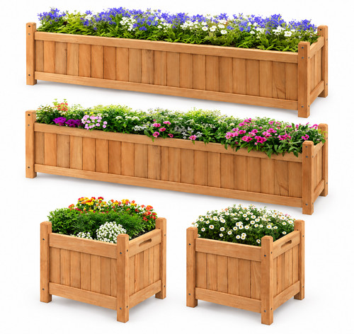Wooden garden planters - planters, of