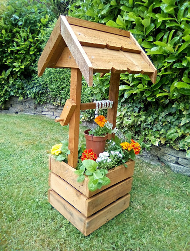 Wooden wishing well - wooden,