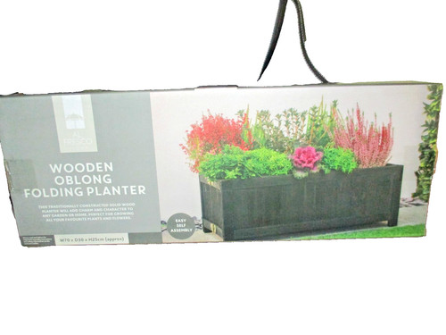 Wooden folding oblong planter - wooden,