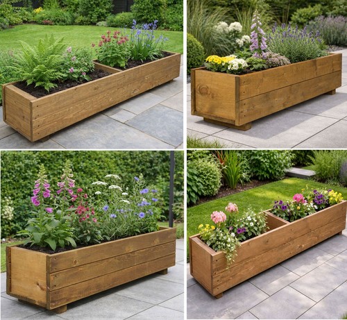Wooden planters garden pot - wooden,