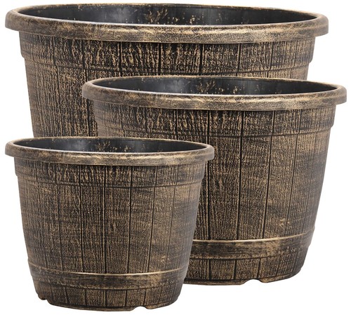 Bronze wooden barrel - plant, pot