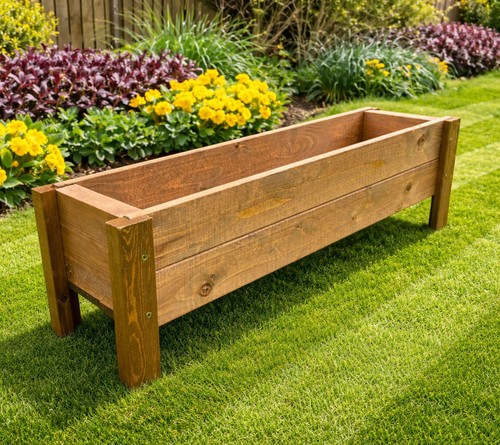 Wooden garden planter - wooden, flower
