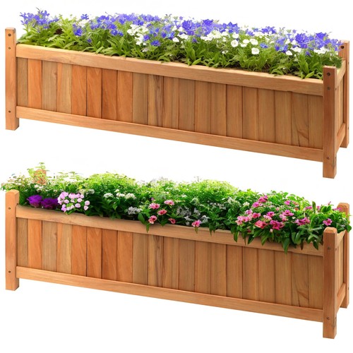 Rectangular wooden planter set - rectangular,