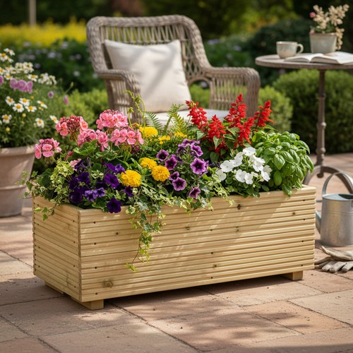 Large decking patio planter - decking,