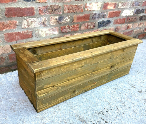 Large wooden planter trough - wooden,
