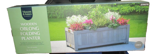 Wooden folding oblong planter - wooden,